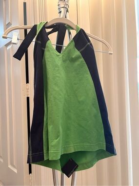 Bolle Bright Green Halter-Style Tank with Navy Tag